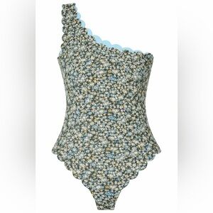 Marysia Santa Barbara Reversible One Shoulder Scallop Swimsuit Blue Floral